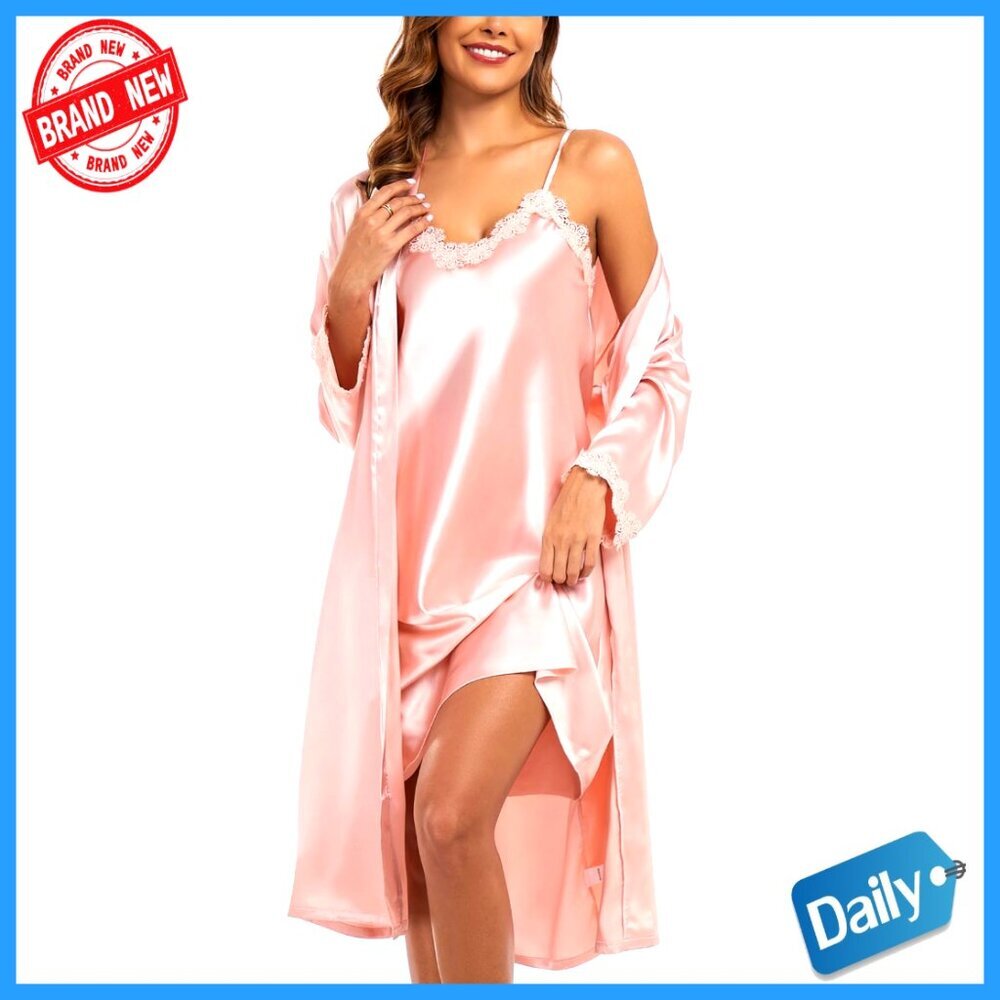 Satin Robe Set with V Neck Camisole Elegant Sleepwear Loungewear